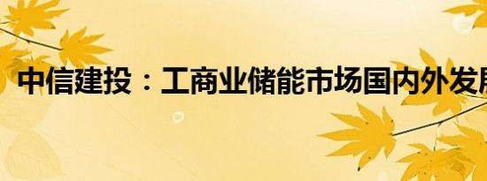 中信建投：工商业储能市场国内外发展迅速