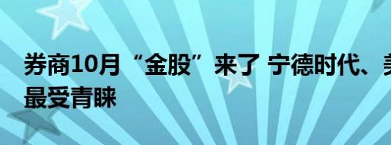 券商10月“金股”来了 宁德时代、美的集团最受青睐