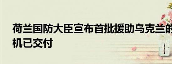荷兰国防大臣宣布首批援助乌克兰的F-16战机已交付
