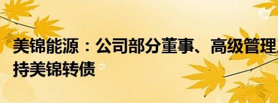 美锦能源：公司部分董事、高级管理人员拟增持美锦转债