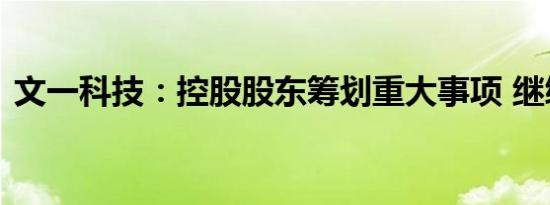 文一科技：控股股东筹划重大事项 继续停牌