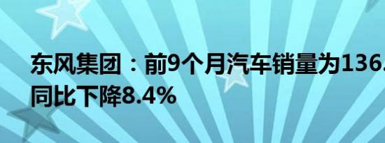 东风集团：前9个月汽车销量为136.6万辆，同比下降8.4%