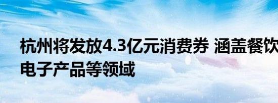 杭州将发放4.3亿元消费券 涵盖餐饮、商超、电子产品等领域
