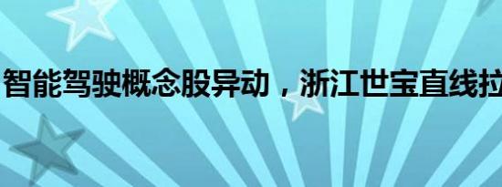 智能驾驶概念股异动，浙江世宝直线拉升涨停
