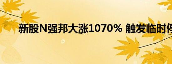 新股N强邦大涨1070% 触发临时停牌