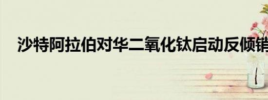 沙特阿拉伯对华二氧化钛启动反倾销调查