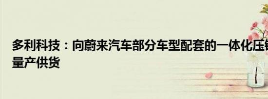 多利科技：向蔚来汽车部分车型配套的一体化压铸零部件已量产供货