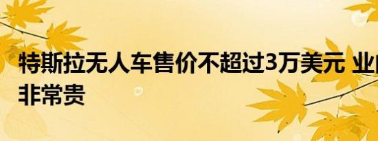 特斯拉无人车售价不超过3万美元 业内人士称非常贵