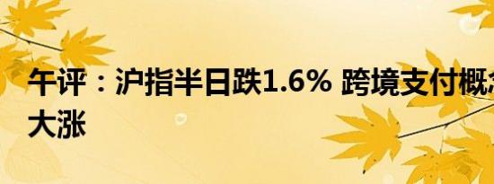 午评：沪指半日跌1.6% 跨境支付概念股逆势大涨