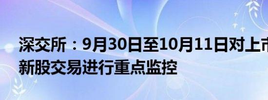 深交所：9月30日至10月11日对上市初期的新股交易进行重点监控