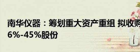 南华仪器：筹划重大资产重组 拟收购嘉得力36%-45%股份