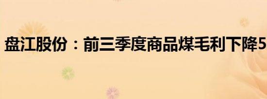 盘江股份：前三季度商品煤毛利下降50.57%