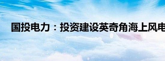 国投电力：投资建设英奇角海上风电项目