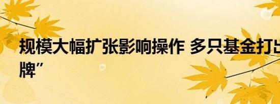 规模大幅扩张影响操作 多只基金打出“限购牌”