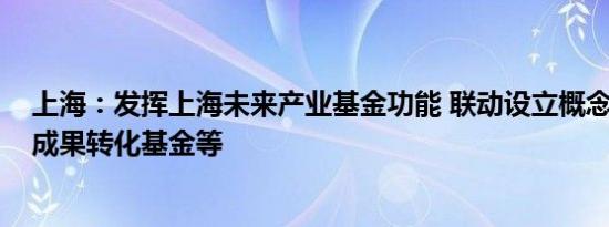 上海：发挥上海未来产业基金功能 联动设立概念验证基金、成果转化基金等