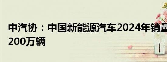 中汽协：中国新能源汽车2024年销量有望达1200万辆