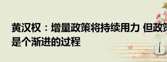 黄汉权：增量政策将持续用力 但政策加力或是个渐进的过程