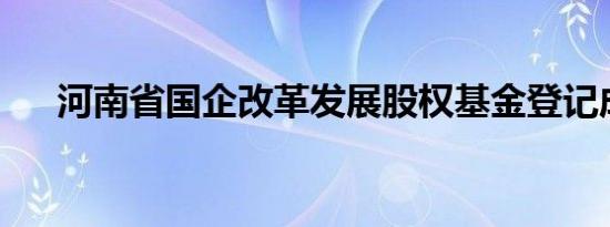 河南省国企改革发展股权基金登记成立