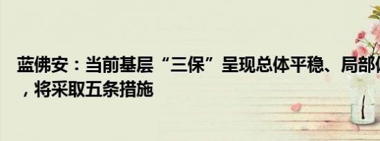 蓝佛安：当前基层“三保”呈现总体平稳、局部偏紧的态势，将采取五条措施