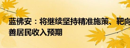蓝佛安：将继续坚持精准施策、靶向发力 改善居民收入预期