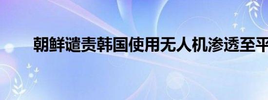 朝鲜谴责韩国使用无人机渗透至平壤