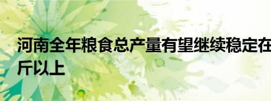 河南全年粮食总产量有望继续稳定在1300亿斤以上