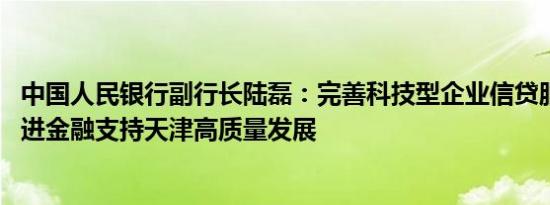 中国人民银行副行长陆磊：完善科技型企业信贷服务机制 推进金融支持天津高质量发展
