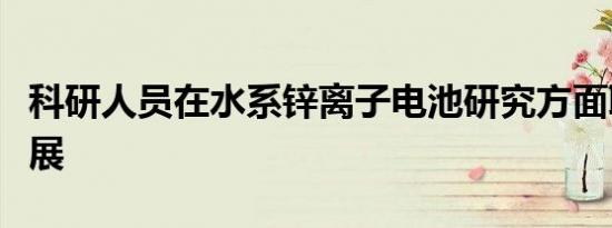 科研人员在水系锌离子电池研究方面取得新进展