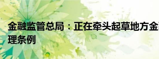 金融监管总局：正在牵头起草地方金融监督管理条例
