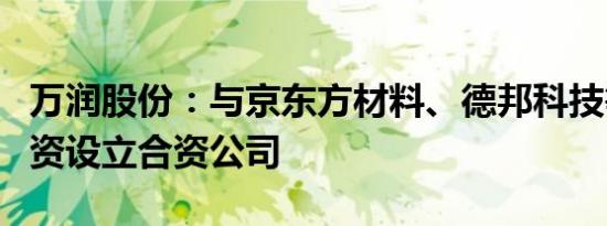 万润股份：与京东方材料、德邦科技等共同出资设立合资公司