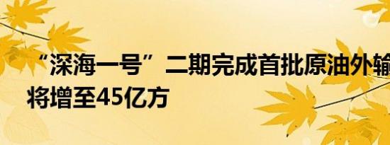 “深海一号”二期完成首批原油外输 年产量将增至45亿方