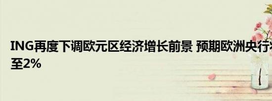 ING再度下调欧元区经济增长前景 预期欧洲央行将连续降息至2%