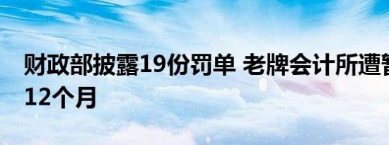 财政部披露19份罚单 老牌会计所遭暂停经营12个月