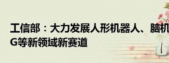 工信部：大力发展人形机器人、脑机接口、6G等新领域新赛道