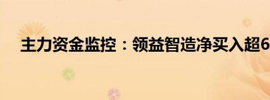 主力资金监控：领益智造净买入超6亿元