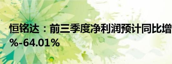 恒铭达：前三季度净利润预计同比增长35.82%-64.01%