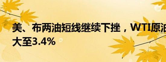 美、布两油短线继续下挫，WTI原油跌幅扩大至3.4%