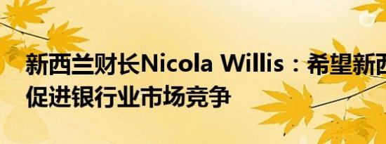 新西兰财长Nicola Willis：希望新西兰央行促进银行业市场竞争