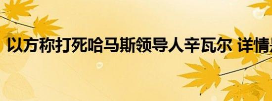 以方称打死哈马斯领导人辛瓦尔 详情是怎样