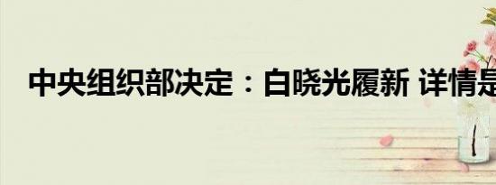 中央组织部决定：白晓光履新 详情是怎样