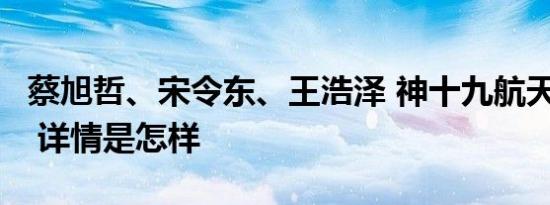 蔡旭哲、宋令东、王浩泽 神十九航天员确定！ 详情是怎样