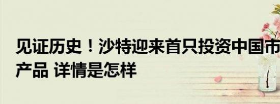 见证历史！沙特迎来首只投资中国市场的ETF产品 详情是怎样