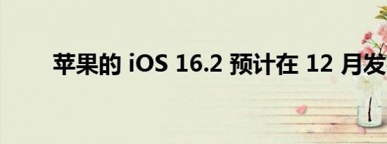 苹果的 iOS 16.2 预计在 12 月发布