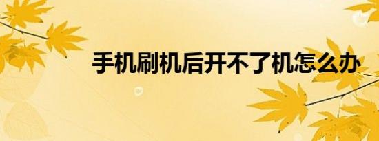 手机刷机后开不了机怎么办