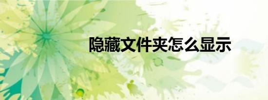 隐藏文件夹怎么显示