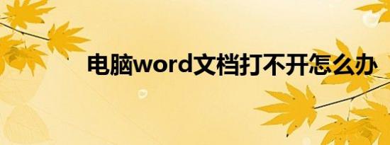 电脑word文档打不开怎么办