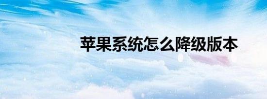 苹果系统怎么降级版本