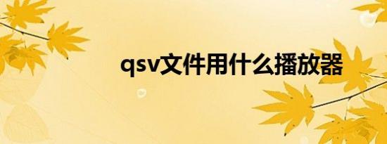 qsv文件用什么播放器