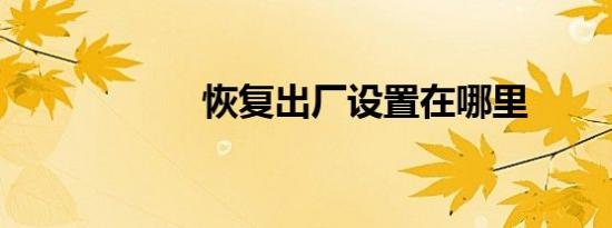 恢复出厂设置在哪里