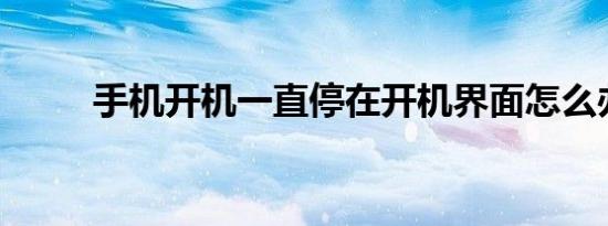 手机开机一直停在开机界面怎么办